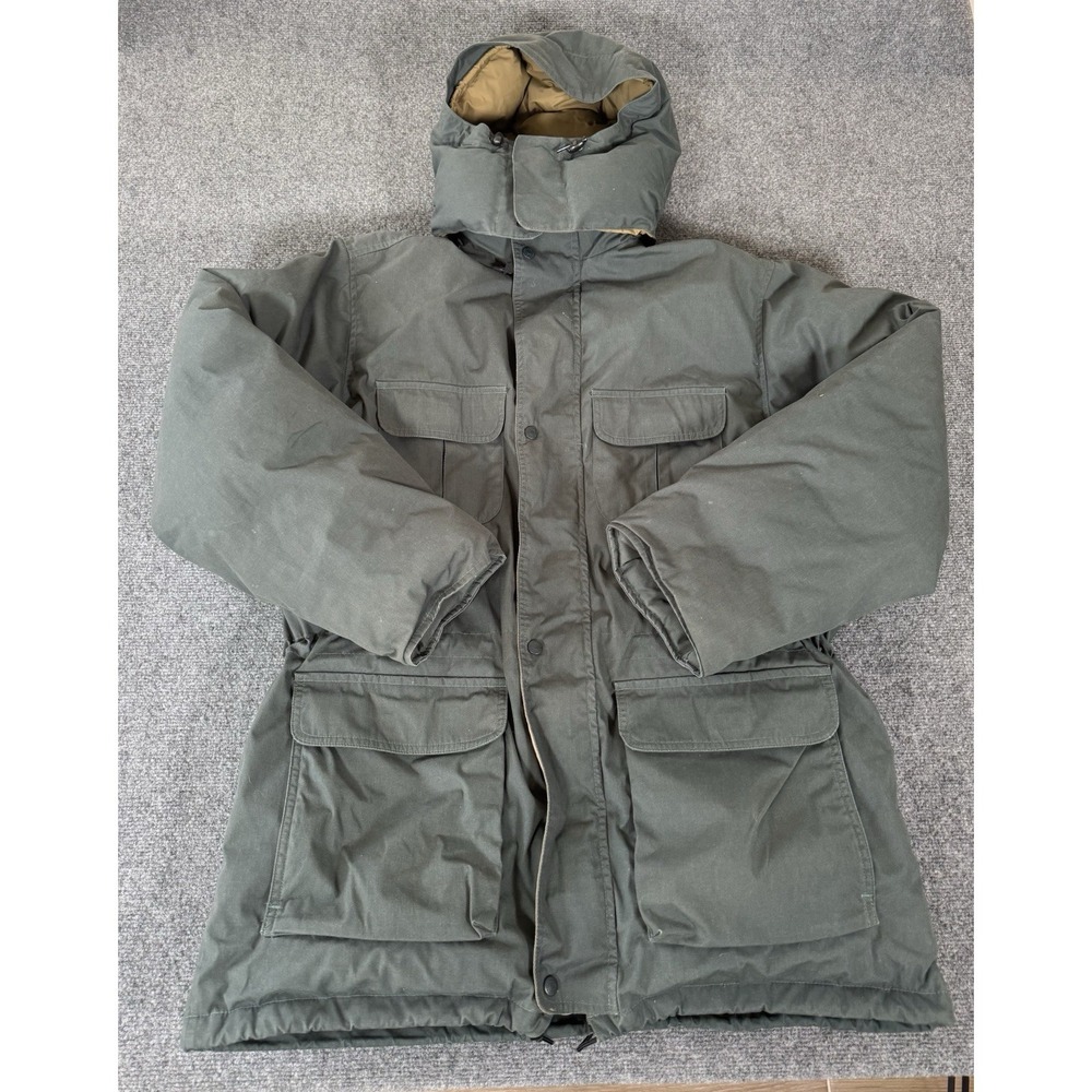 Vintage Eddie Bauer Ridge Line Goose Down Parka Coat Mens Large Green Hooded USA